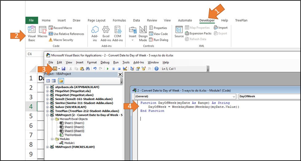 Convert Date to Day of Week in Excel