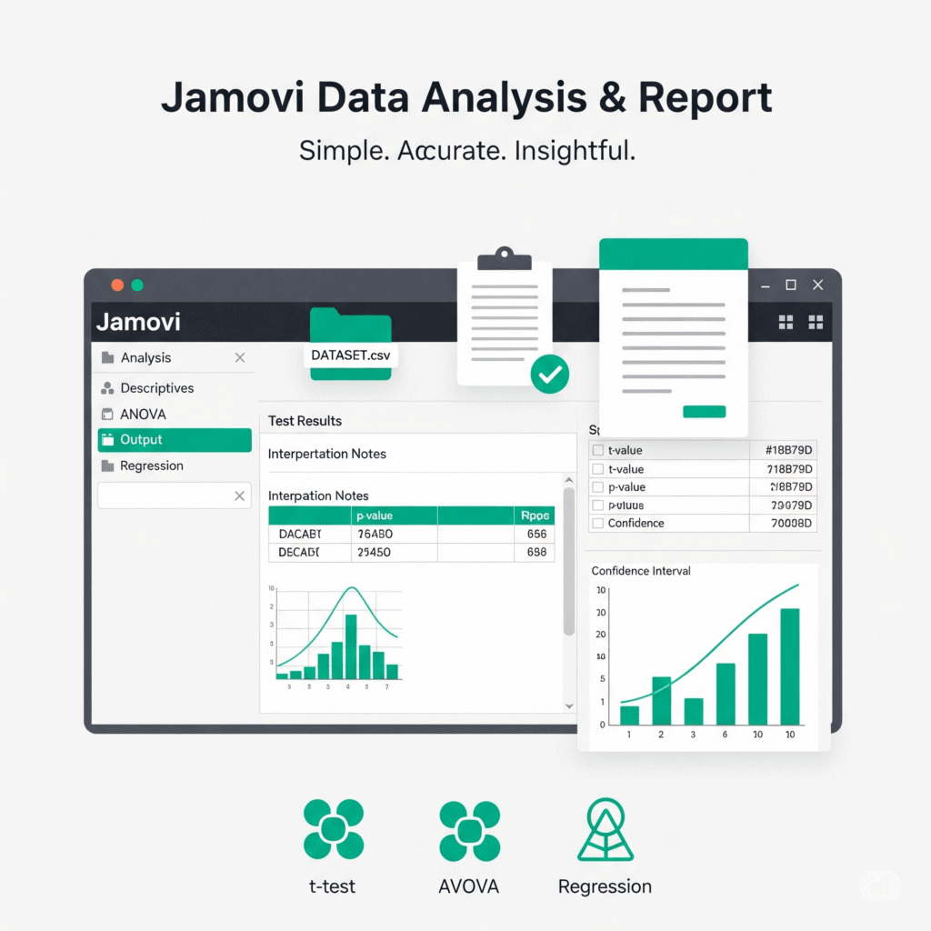 I can help you conduct statistical data analysis in Jamovi and write ...