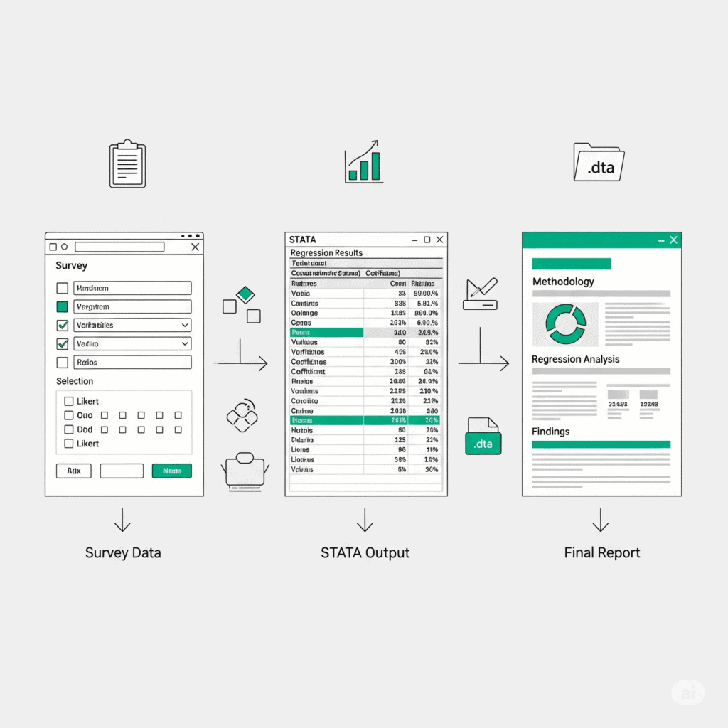 I can help you design survey, perform analysis using STATA and write ...