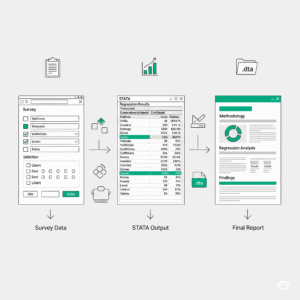 I can help you design survey, perform analysis using STATA and write report