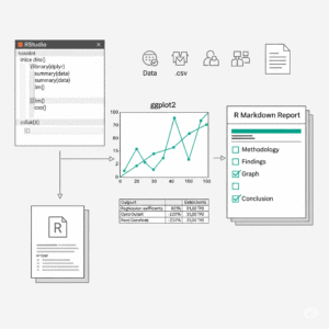I can help you conduct data analysis and reporting using R