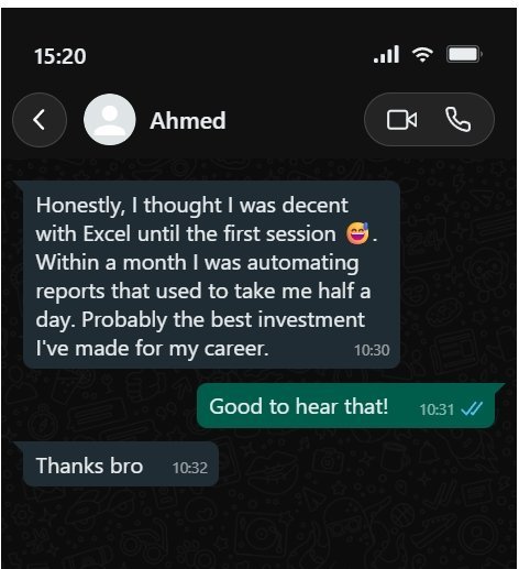 Ahmed's WhatsApp feedback
