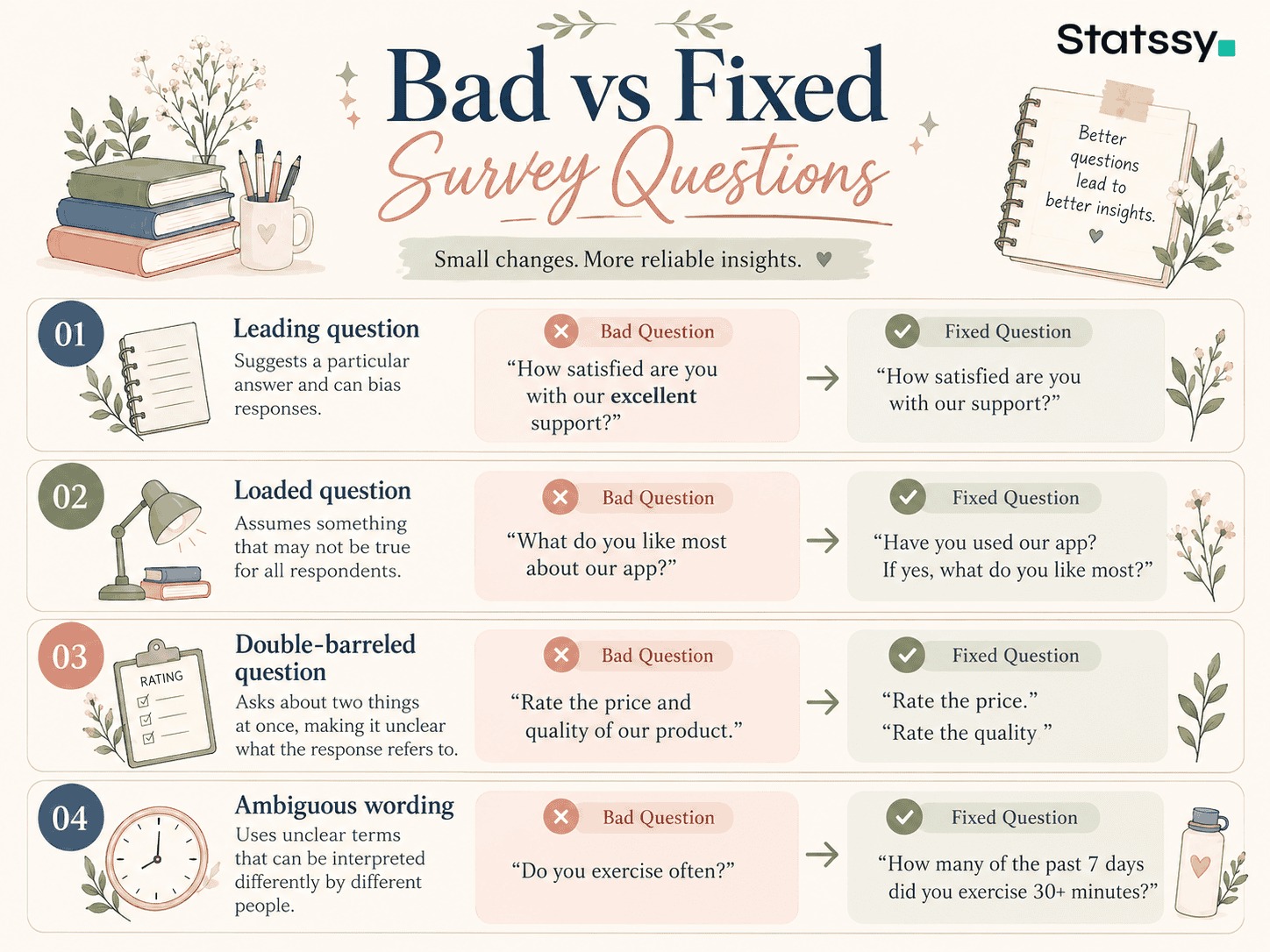 Twelve-step questionnaire design checklist to review survey questions before data collection