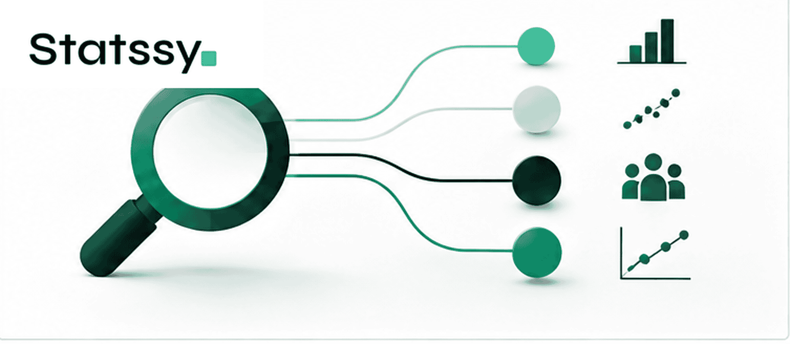 Abstract connected data patterns representing matching research questions with statistical methods