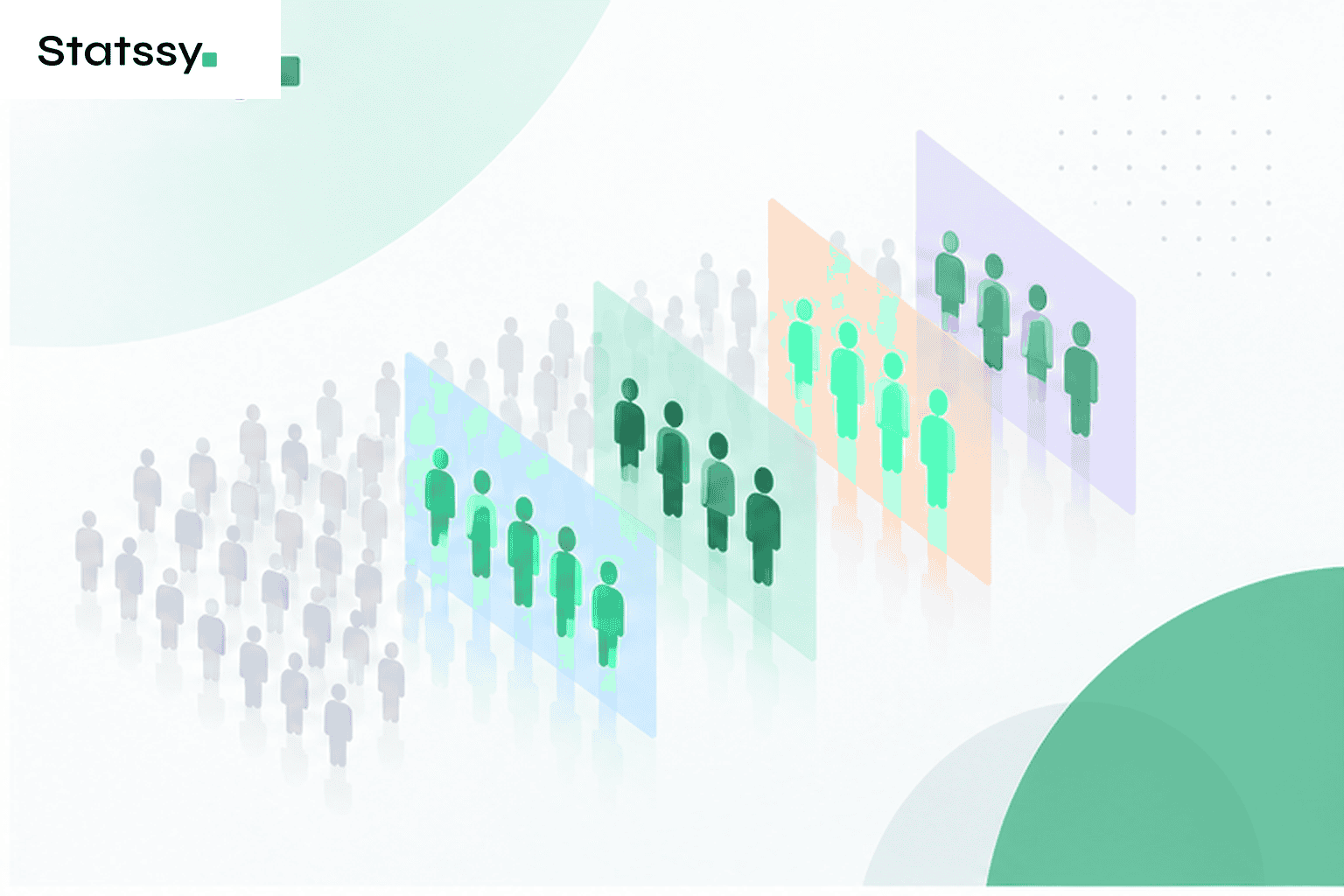 Minimal abstract population strata illustration showing subgroups selected for a sociology survey